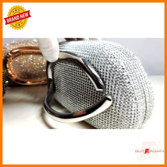Rhinestone Evening Clutch with Detachable Chain Strap, 7.68x4.13 Inches